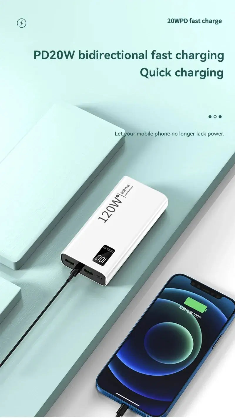 Banco de energía Xiaomi de 80000 mAh y alta capacidad, cargador de batería portátil de carga rápida de 120 W para iPhone, Samsung y Huawei