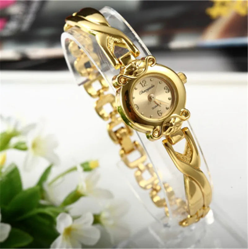 Golden Bracelet Watch For Women Small Dial Luxury Ladies Wristwatch Steel Elegant Quartz Female Clock Fashion Gift reloj mujer