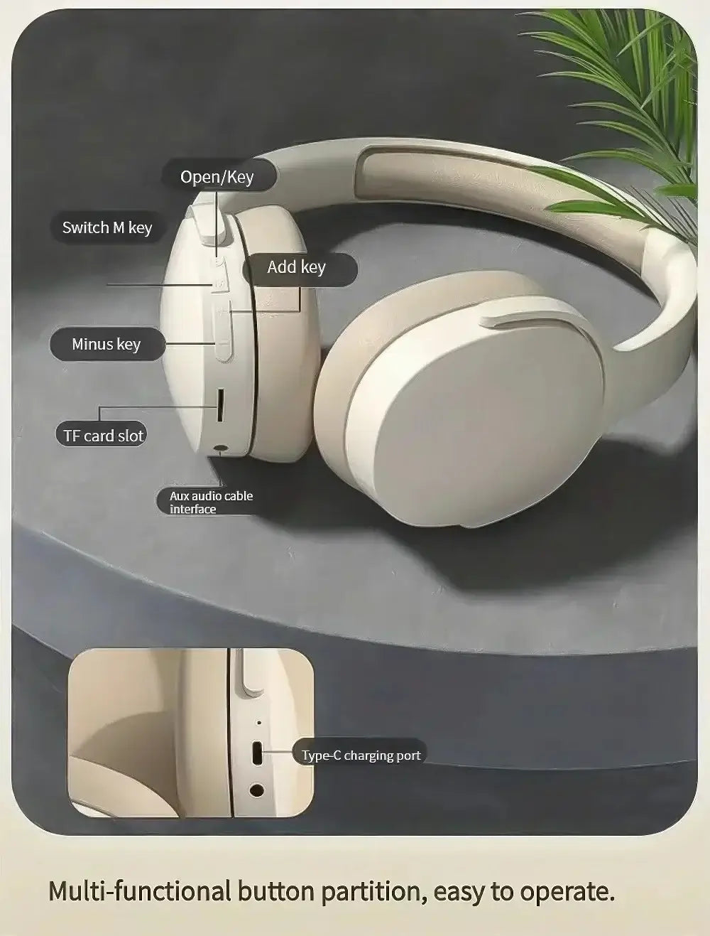 Auriculares inalámbricos Bluetooth P2961 con diadema, estéreo HIFI, auténticos auriculares deportivos con reproductor de música TF/AUX y micrófono, regalos