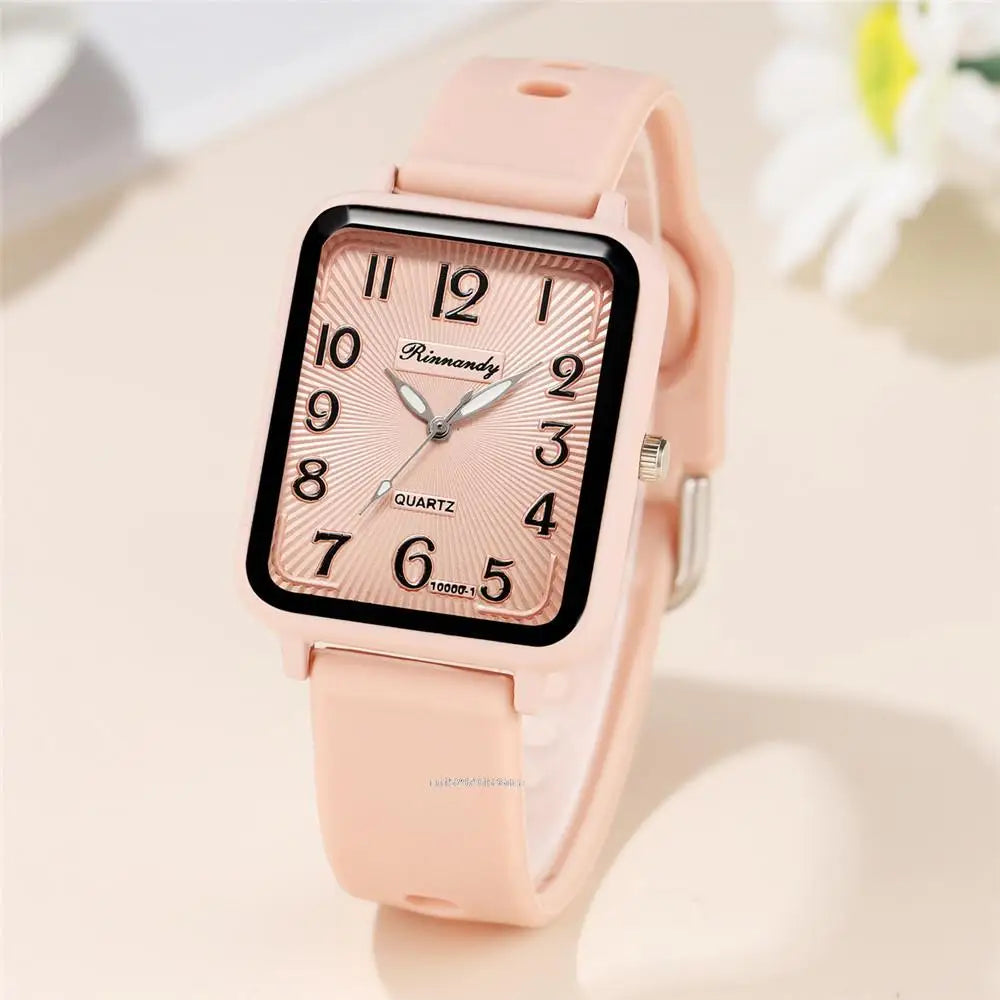 Fashion Lady Hot Sales Brands Watches Leisure Rectangle Digital Simple Women Quartz Watch Sports Silicone Strap Ladies Clock