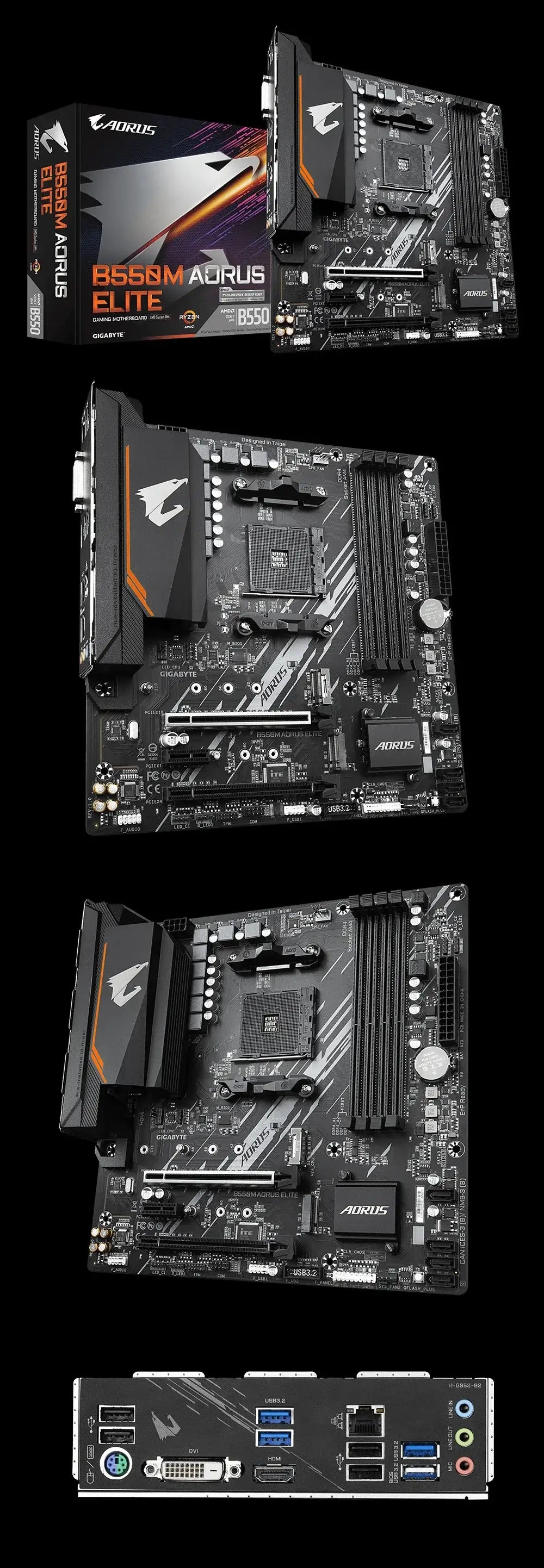 Nueva placa base GIGABYTE B550M AORUS ELITE Micro-ATX Socket AM4 para CPU Ryzen serie 5000 4000 3000 DDR4 SATA3 M.2 de doble canal