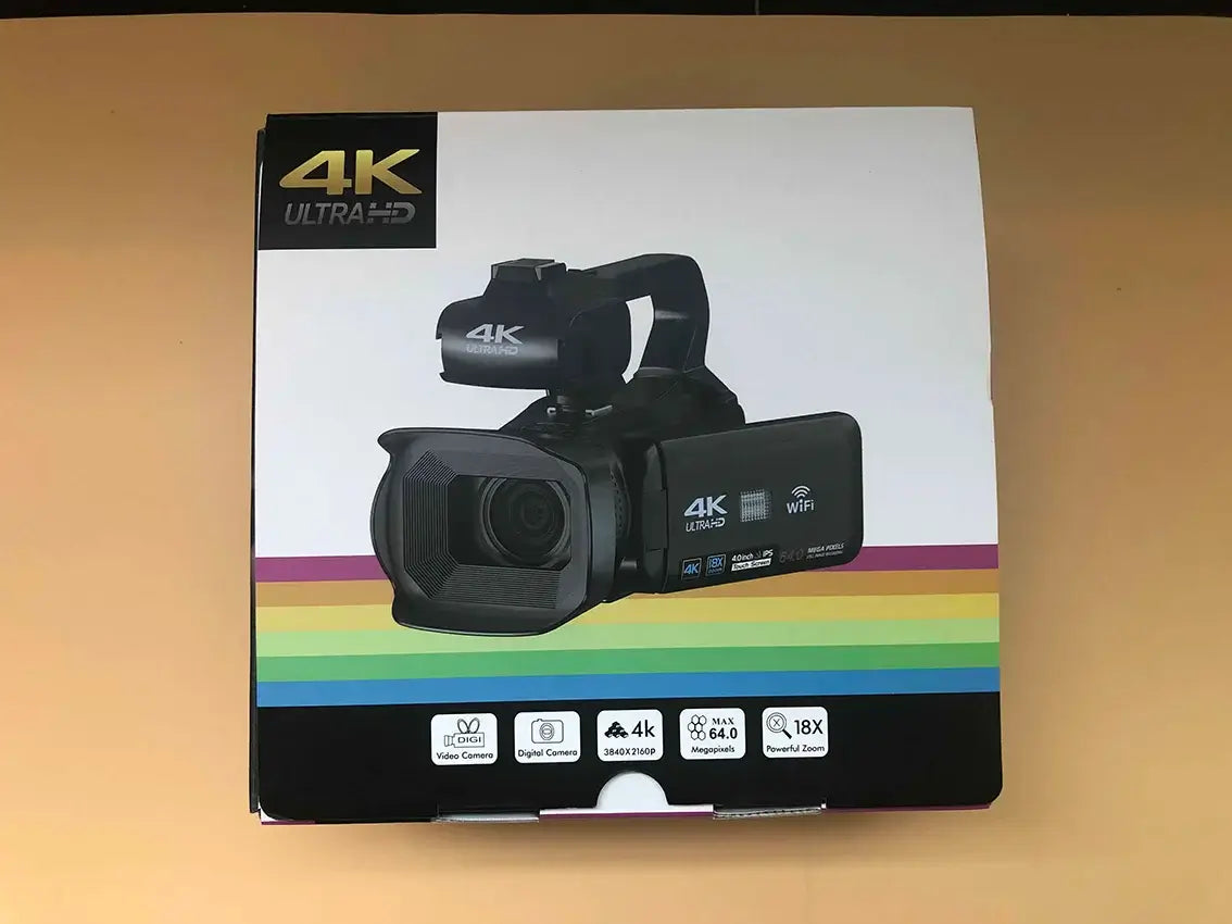 WIFI-Camcorder, 4K-Videokamera, 64 MP, 60 FPS, HD, Autofokus, Vlogging, 4,0-Zoll-Touchscreen, 18-facher Zoom für Live-Streaming