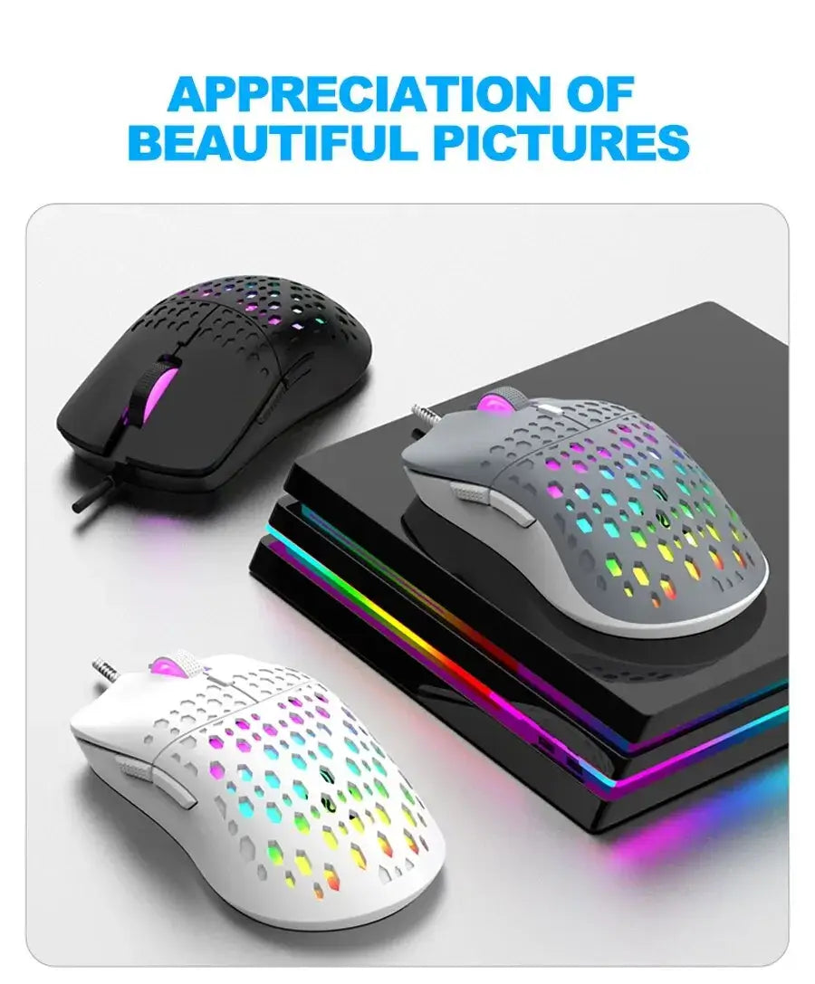 RAIKU G701 Wired 6 Keys Mouse Colorful Lighting Gaming and Office For Microsoft Windows and Apple IOS System