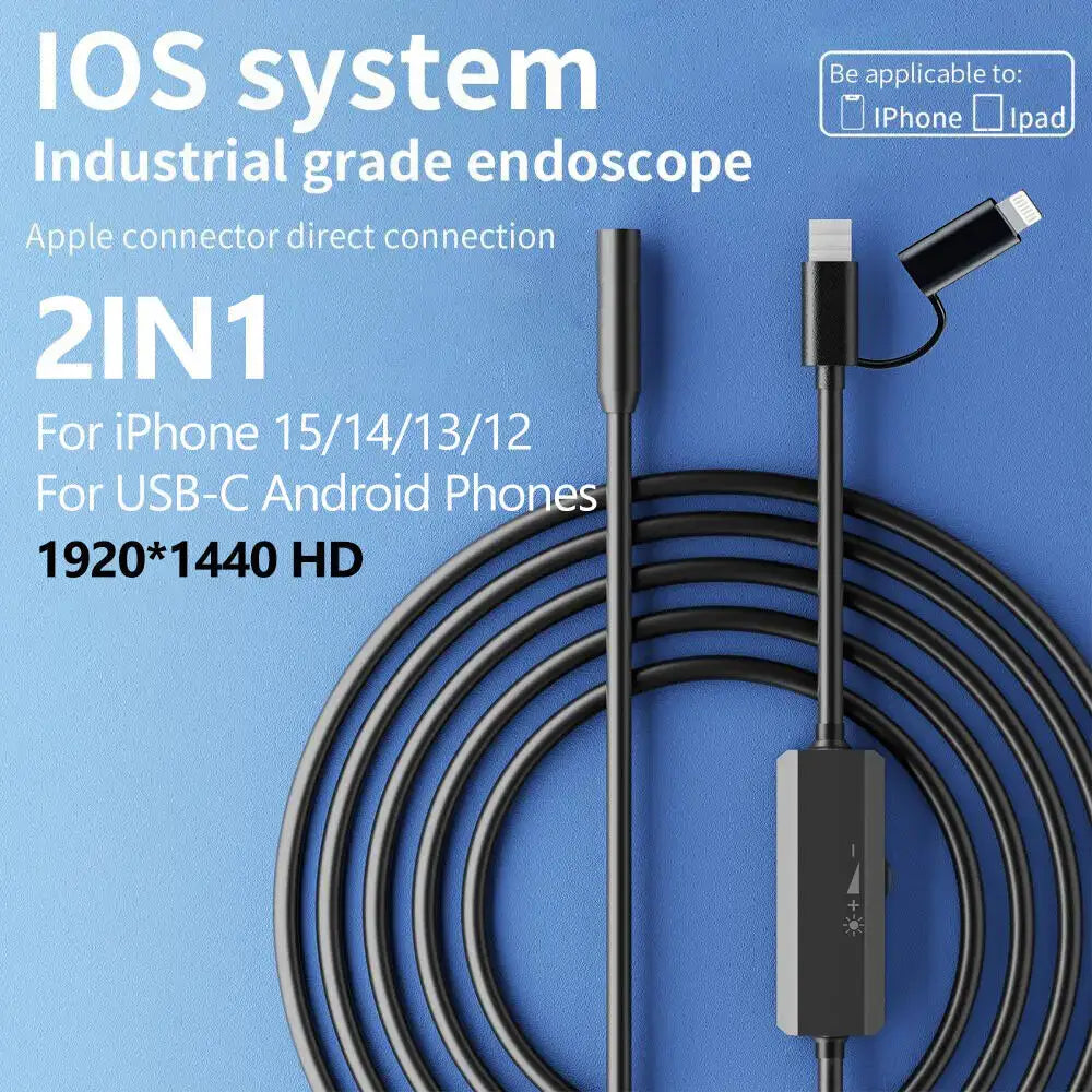 5.5/8mm Endoscope For Android Iphone&IOS Smartphone Car Pipe Automotive Boroscope Sewer Inspection Tools Endoscopy Camera Device