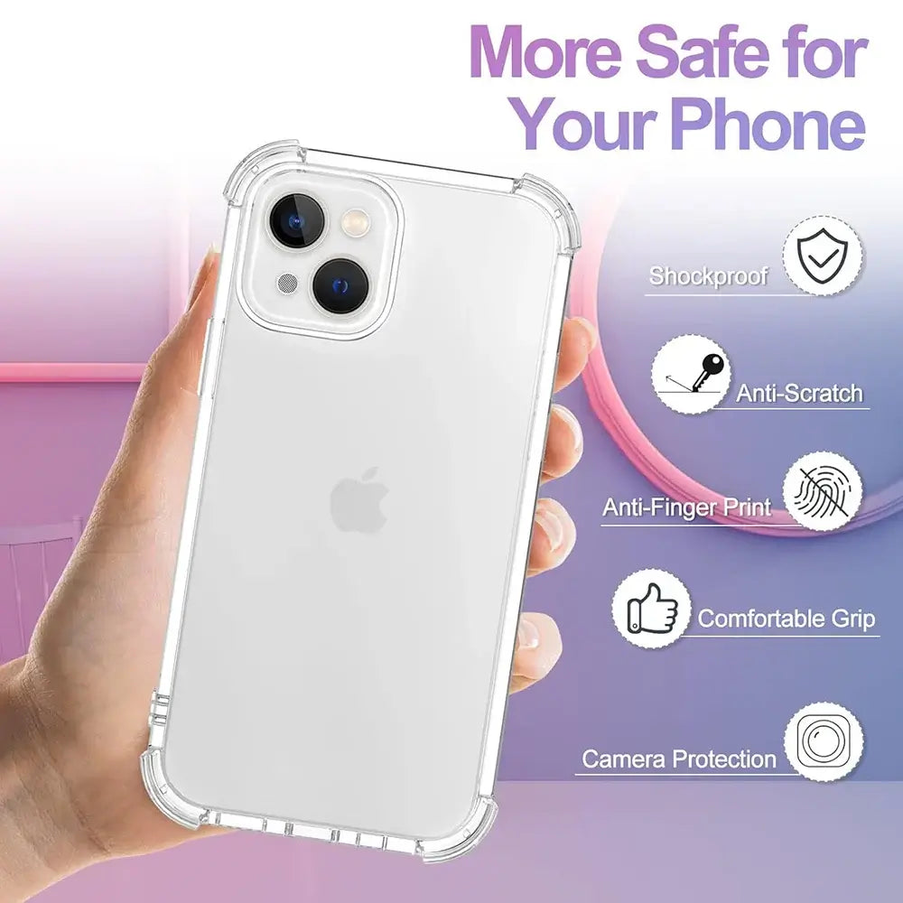 Shockproof Case For iPhone 15 14 13 12 11 Pro Max Ultra Thin Silicone Soft Clear Case For Apple 13 12 Mini 15 14 Plus Cover 11