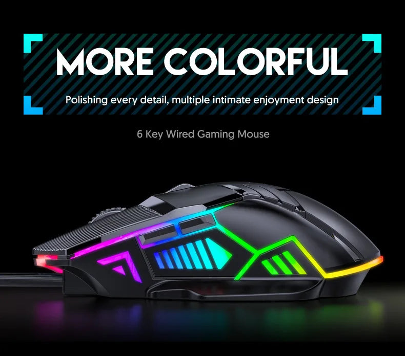 3200DPI Ergonomic Wired Gaming Mouse USB Mouse Gaming RGB Mause Gamer Mouse 6 Button LED Silent Mice for PC Laptop Computer