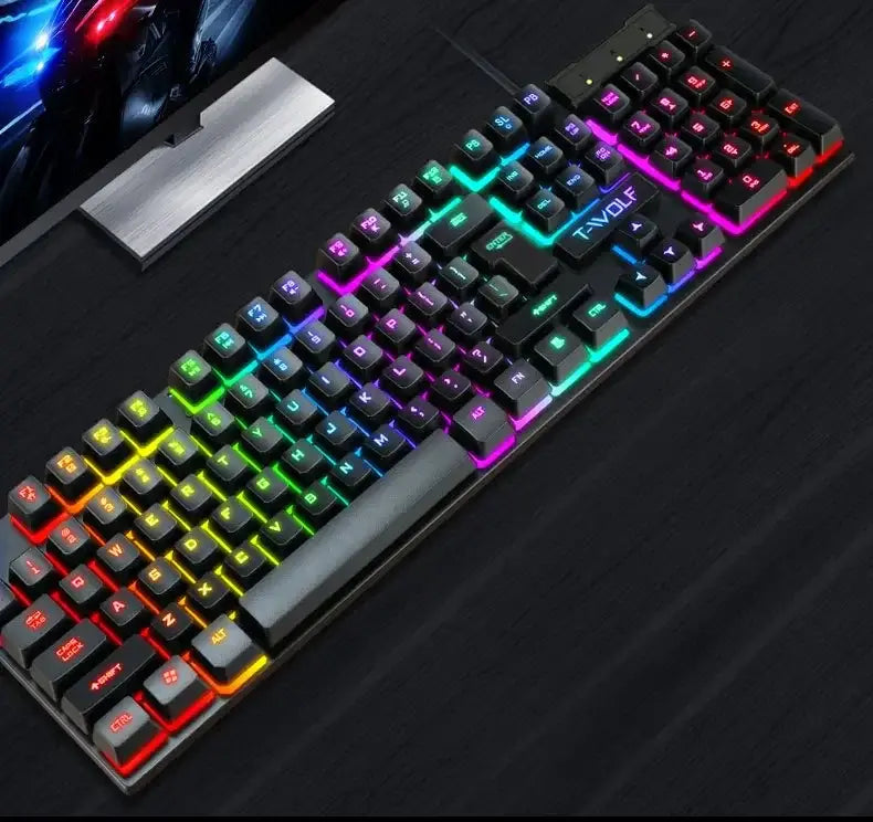 Gaming Keyboard Gamer Keyboard with Backlight USB RGB 104 Rubber Keycaps Wired Ergonomic Russian Keyboard for PC Laptop