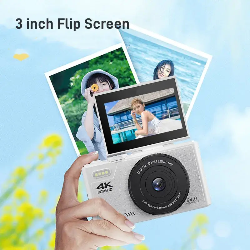 64MP Digital Camera for Photography 4K Video Vlogging Camcorder YouTube Webcam Cameras 18X Digital Zoom Camera 3" Flip Screen