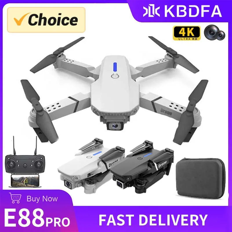 KBDFA 2023 Nuevo Dron E88 Pro WIFI FPV Gran Angular HD 4K 1080P Cámara Altura Retención RC Plegable Quadcopter Dron Helicóptero Juguetes Regalo