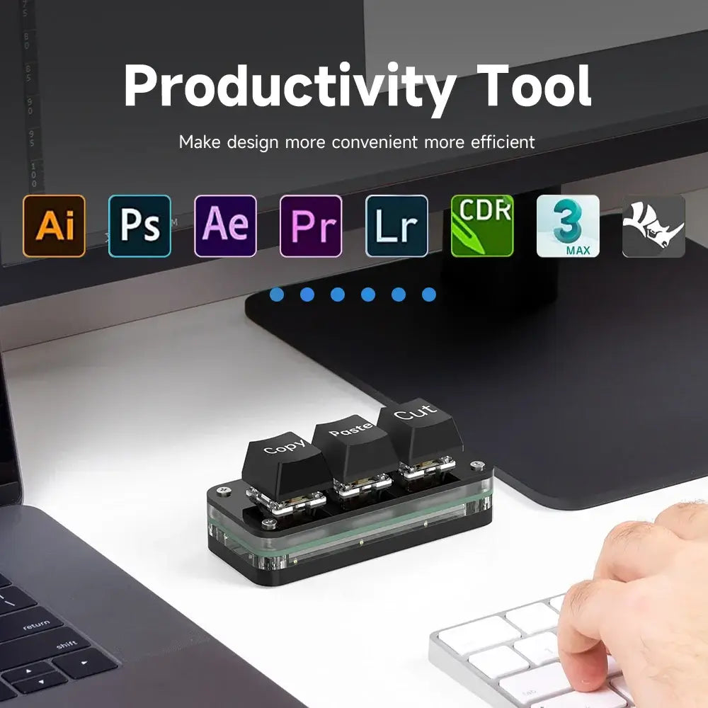Mini teclado de programación de macros RGB de 3 teclas para juegos de Photoshop Teclado de programación de intercambio en caliente Minibotón para copiar y pegar Macropad