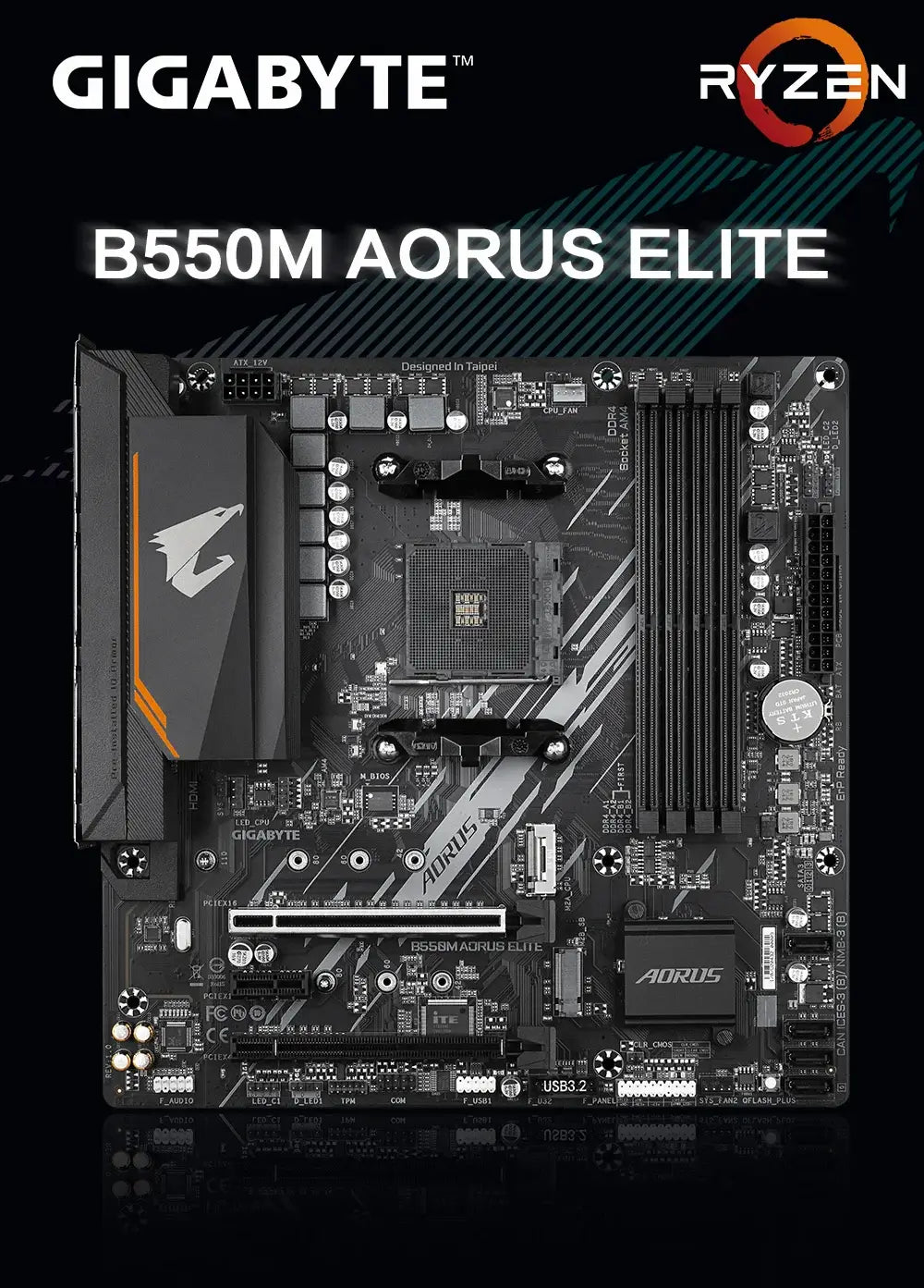 Nueva placa base GIGABYTE B550M AORUS ELITE Micro-ATX Socket AM4 para CPU Ryzen serie 5000 4000 3000 DDR4 SATA3 M.2 de doble canal