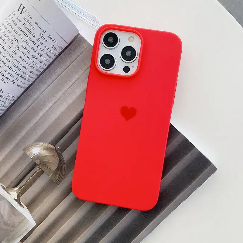 Lovely Love Candy Color Silicone Soft Case For iPhone 15 14 13 12 11 Pro XS Max X XR SE 3 7 8 6S 6 Plus Matte TPU Back Cover