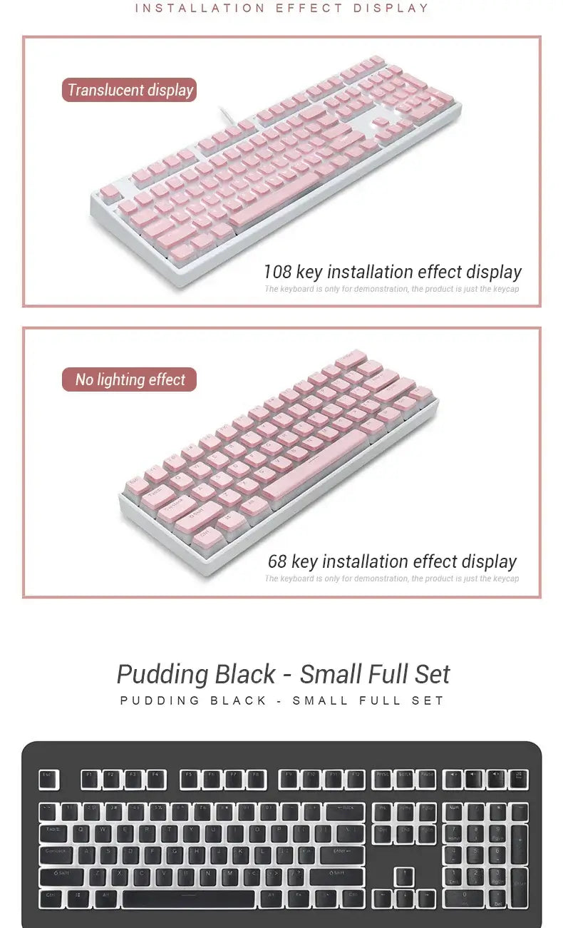 129 Keys Pudding Keycaps OEM Profile PBT Double Shot Keycap For Mx Switch Mechanical Keyboard ISO Layout RGB backlit Key Caps