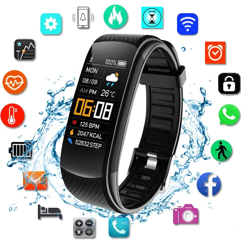 Original Fitness Smart Watch Pulsmesser Wetteruhr Band Sport Wasserdichte Smartwatch für Männer Frauen iPhone Android 2023