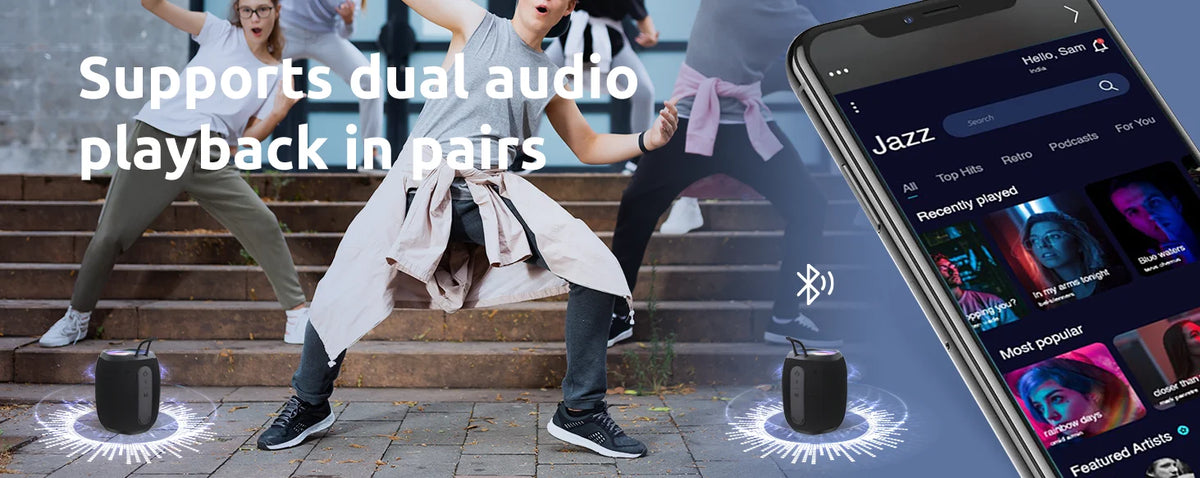 Altavoz portátil, altavoz Bluetooth, resistente al agua IP68, luz LED, micrófono, radio FM, emparejamiento TWS, USB, AUX, altavoz inalámbrico