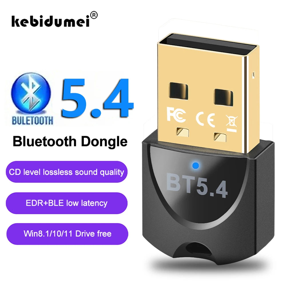 USB Wireless Bluetooth Adapter Bluetooth 5.4 for PC Dongle Adaptador Wireless Mouse Keyborad Music Audio Receiver USB Transmitt