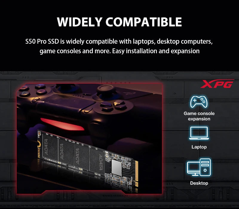 ADATA XPG GAMMIX S50 PRO SSD NVMe M2 PCIe Gen4x4 M.2 2280 Solid State Drive 500G 1TB Internal Hard disk 3D NAND Flash Hard Drive