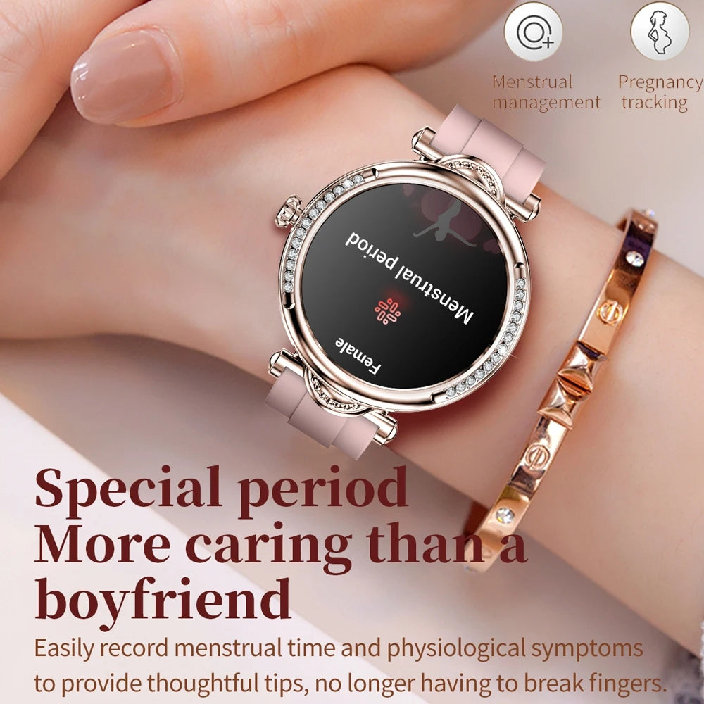 For Xiaomi Android Fashion Women Smart Watch 360*360 HD Screen Heart Rate Custom Dial Watch Voice Calling SmartWatches 2024 New