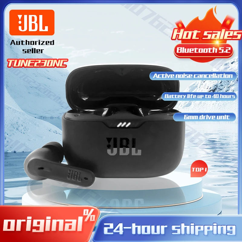 Auriculares inalámbricos Bluetooth originales JBL Tune 230nc TWS estéreo de graves, auriculares deportivos impermeables con micrófono T230nc