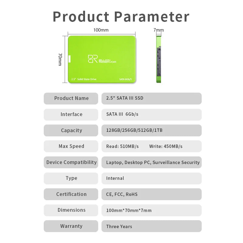 BR SSD 2.5" SATA3 128GB 256GB  Solid State DriveInternal Hard Drive Disk 2.5 SATA3  512GB memory disk 2TB  for Laptop PC