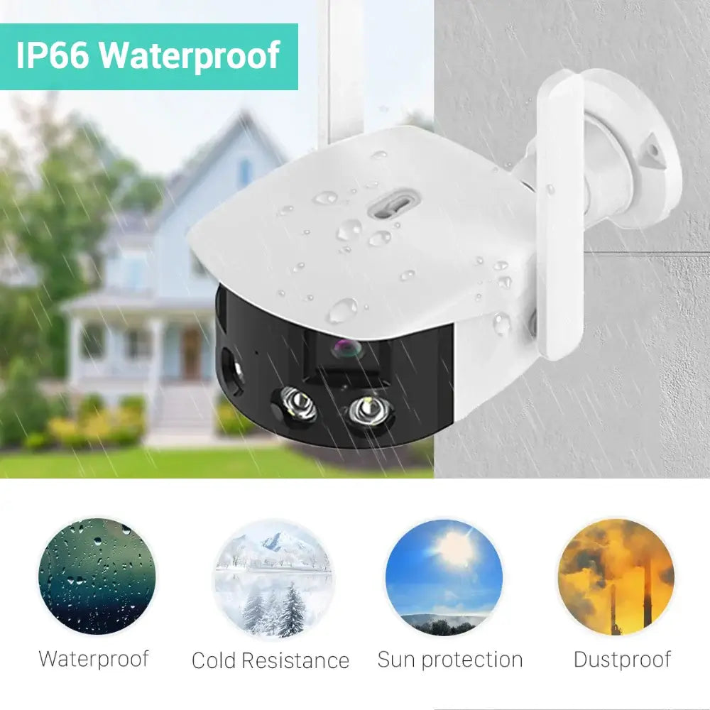 4K 8MP Dual Lens Panoramic WIFI Camera 180° Wide Viewing Angle AI Human Detection 4MP ICSEE Surveillance IP Camera