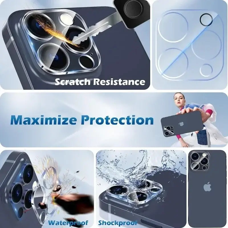 Protector de pantalla de vidrio templado 8 en 1 para iPhone 15, 13, 11, 12, 14 Pro Max, 13Mini, 16 Pro, para iPhone X, XR, XS MAX, lente de cámara