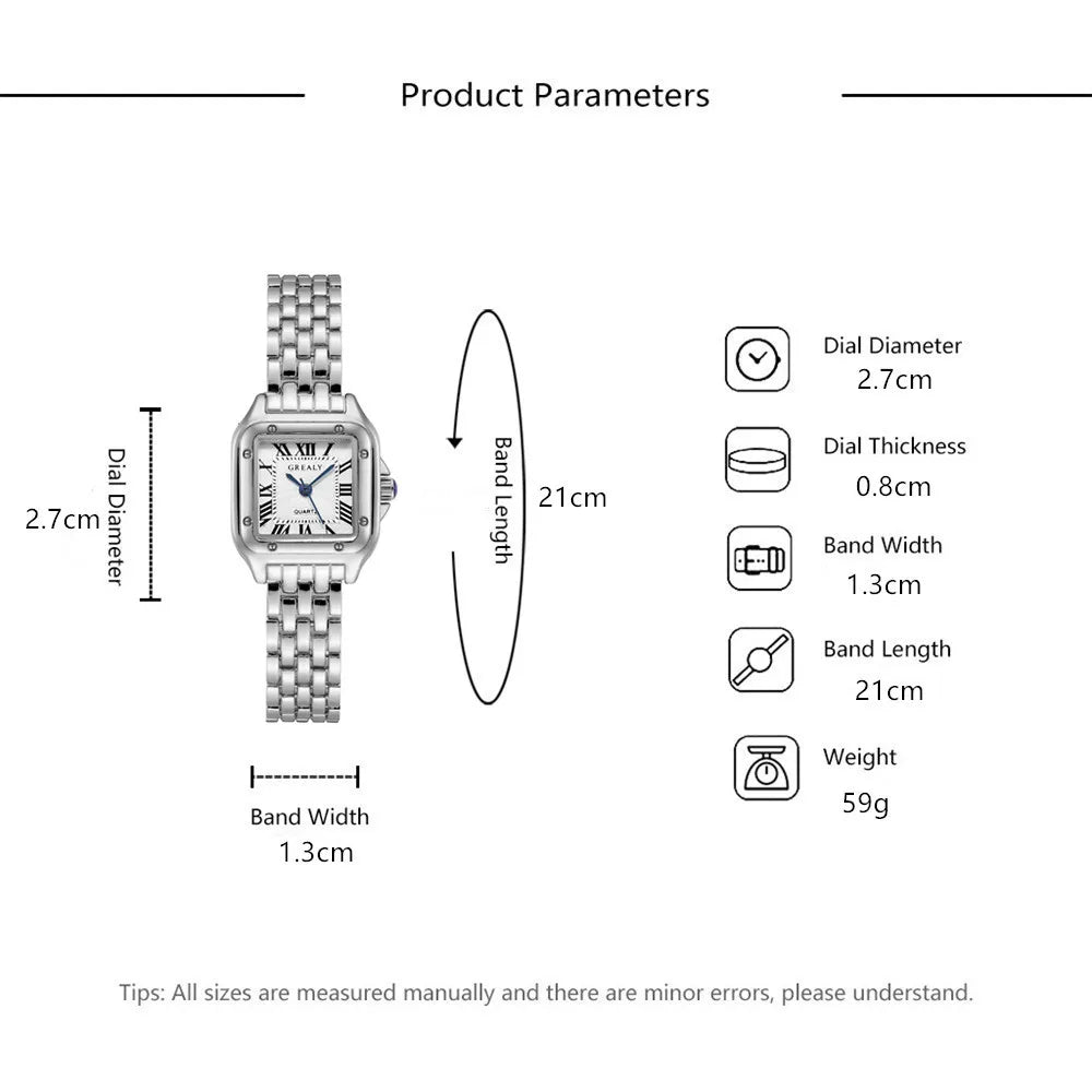 Damenmode Quadratische Uhren Goldlegierungsband 2024 Luxus Damen Quarz Armbanduhren Qualitäten Weibliche Römische Skala Uhr