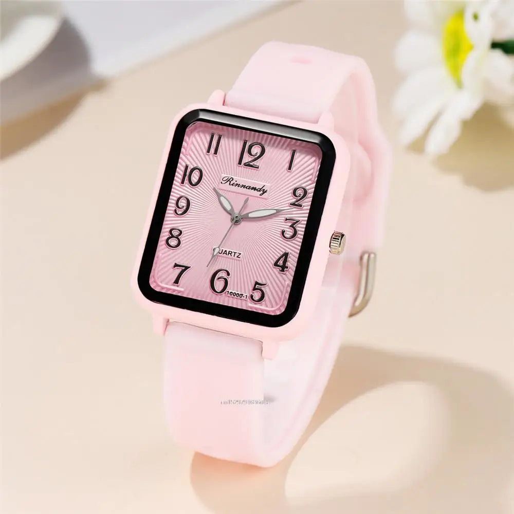 Fashion Lady Hot Sales Brands Watches Leisure Rectangle Digital Simple Women Quartz Watch Sports Silicone Strap Ladies Clock