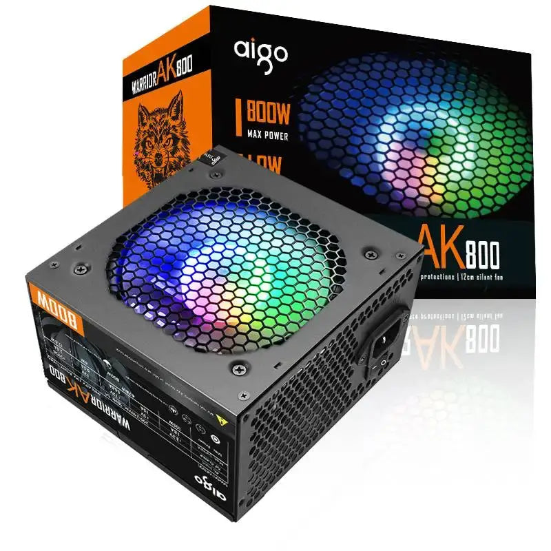 Fuente de alimentación Aigo Fonte 500W 600W 700W 800W 1000W DIY para juegos Ventilador RGB de 120 mm Fuente de alimentación para computadora de escritorio ATX para PC 7800x3d