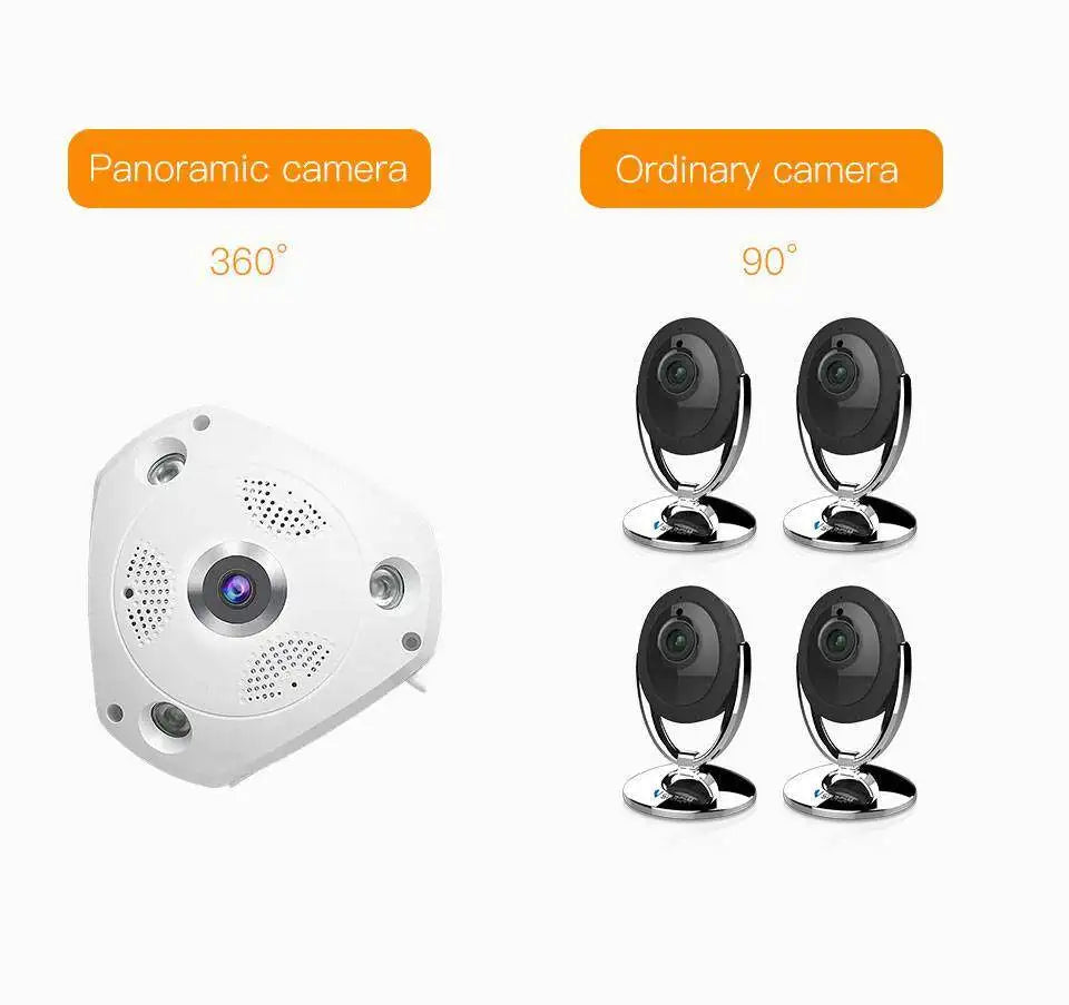 V380 360-Grad-WiFi-Kamera IP-Fischaugen-Panorama 1080P WIFI CCTV 3D VR Video Audio Remote Home-Überwachung CCTV-Überwachungskamera