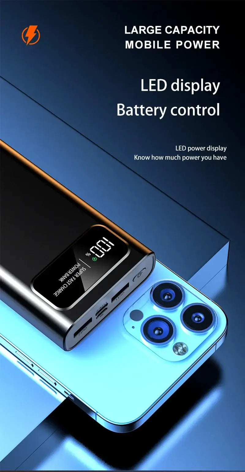 Banco de energía de carga súper rápida Lenove de 120 W, 200 000 mAh, capacidad ultragrande, pantalla digital, banco de energía para batería externa de iPhone