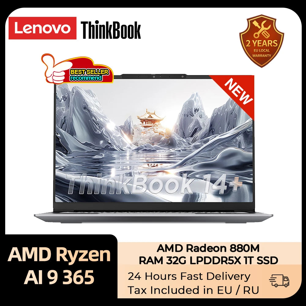 Lenovo ThinkBook 14+ 2024 AI Laptop AMD Ryzen AI 9 365 RAM 32GB 1TB SSD Core Grafik 14,5 Zoll 3K LED 120Hz Bildschirm Notebook PC