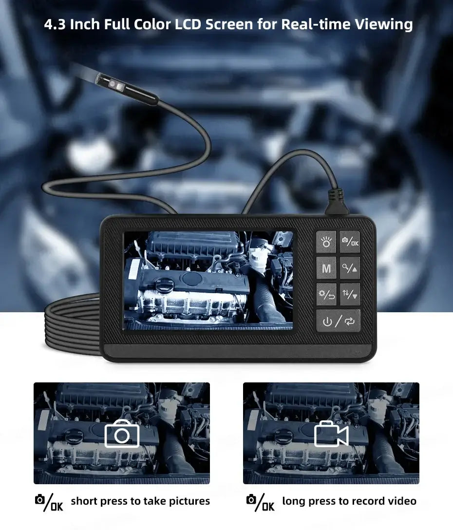 KERUI Dual&Single Lens Endoscope Camera with 1080P 4.3" IPS Screen IP67 Waterproof Car Pipe Inspection Borescope 2600mAh