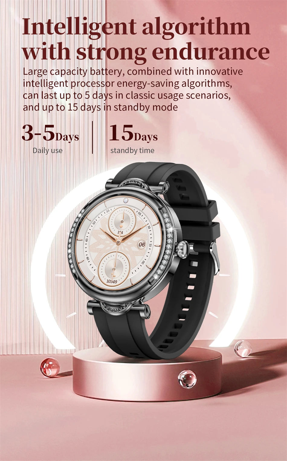 For Xiaomi Android Fashion Women Smart Watch 360*360 HD Screen Heart Rate Custom Dial Watch Voice Calling SmartWatches 2024 New