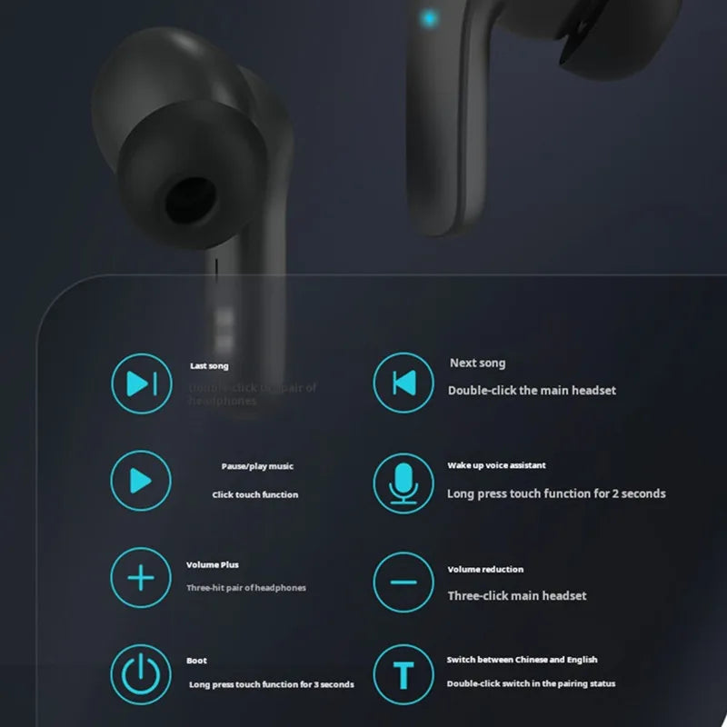 Wireless Headphones Smart Touch Waterproof Bass Headset Battery Display Sport Earbuds With Mic Flip Cover Earphones With Logo ﻿