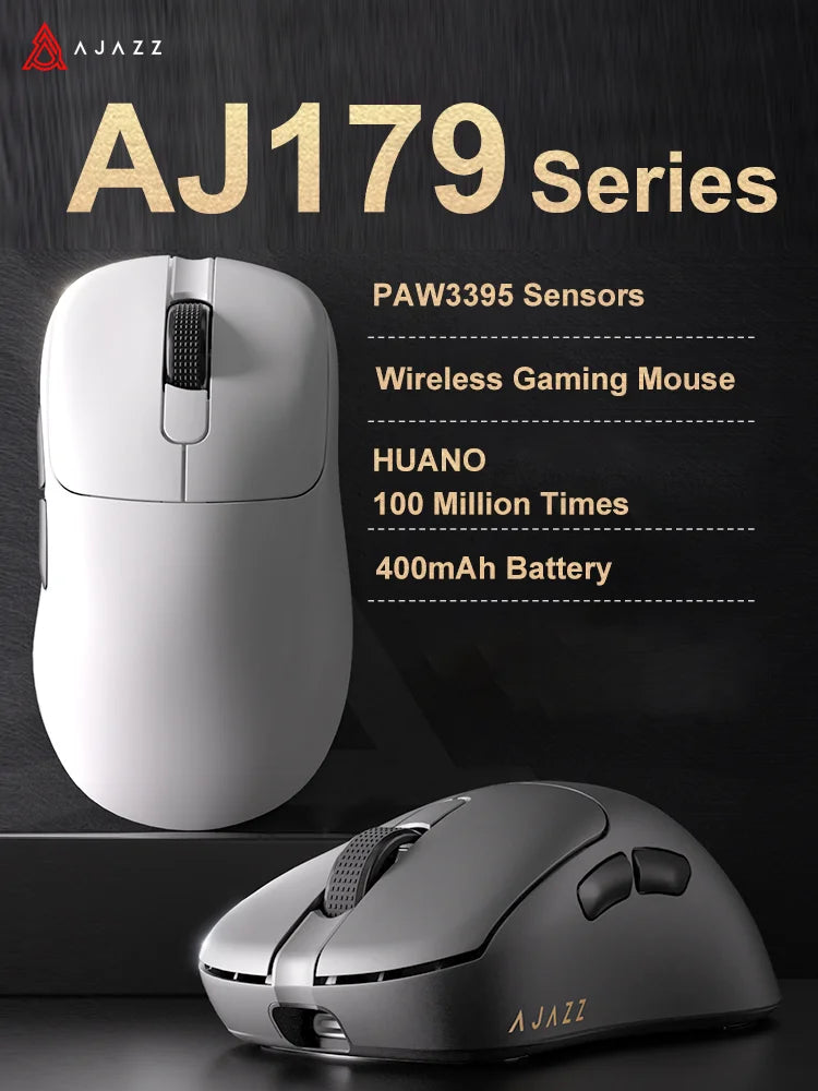 Ratón inalámbrico para juegos AJAZZ AJ179 PRO PAW3395 con base de carga RGB, 26000 DPI, ergonómico y liviano para PC, portátil y gamer