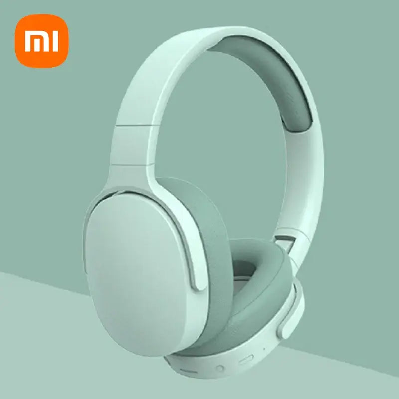 Xiaomi wireless headphones in light green design, featuring comfortable ear cushions and adjustable headband.