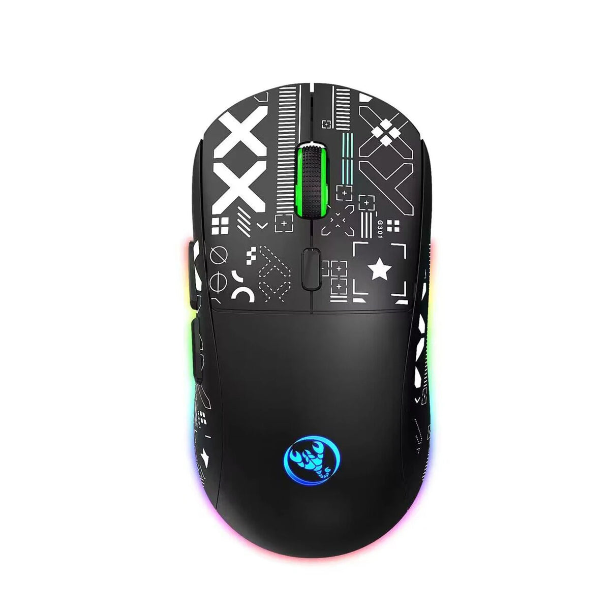 hxsj T90 2.4G Wireless Mechanical Mouse RGB Gaming Mouse Ergonomic 10 Million Keystroke 3600DPI Mouse 11 RGB Lighting Modes Mice