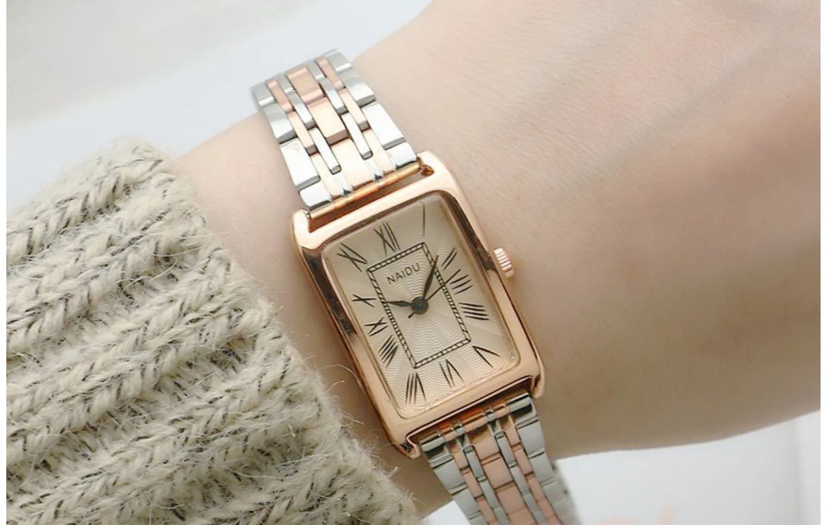 Watches for Women Rectangular Roman Scale Ladies Steel Strap Watch Fashion Trend Thin Strap Quartz Wristwatches Relogio Feminino