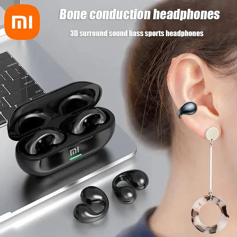 Xiaomi Knochen Leitung Kopfhörer Ohr-Clip Bluetooth-kompatibel Kopfhörer Drahtlose Ohrhörer 3D Surround Stereo Bass Sport Headset