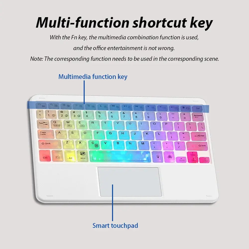 10-Zoll-RGB-Bluetooth-Tastatur mit Hintergrundbeleuchtung, kabellose Mini-Maus für spanische und russische Tastatur, wiederaufladbare RGB-Tastaturmaus mit Hintergrundbeleuchtung