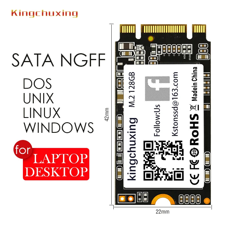 Kingchuxing M2 SSD 128GB M.2 NGFF 2242 256GB 512GB HD SATA3 SSD NGFF 2280 1TB 2TB Interne Solid-State-Laufwerke für Laptop-Desktop