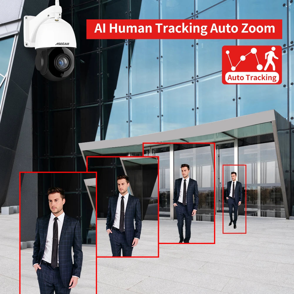 Cámara IP PTZ 4K de 8 MP con wifi y zoom óptico de 30X para exteriores, seguimiento de personas y vehículos con inteligencia artificial, POE, Onvif, CCTV, audio, vigilancia con domo de alta velocidad
