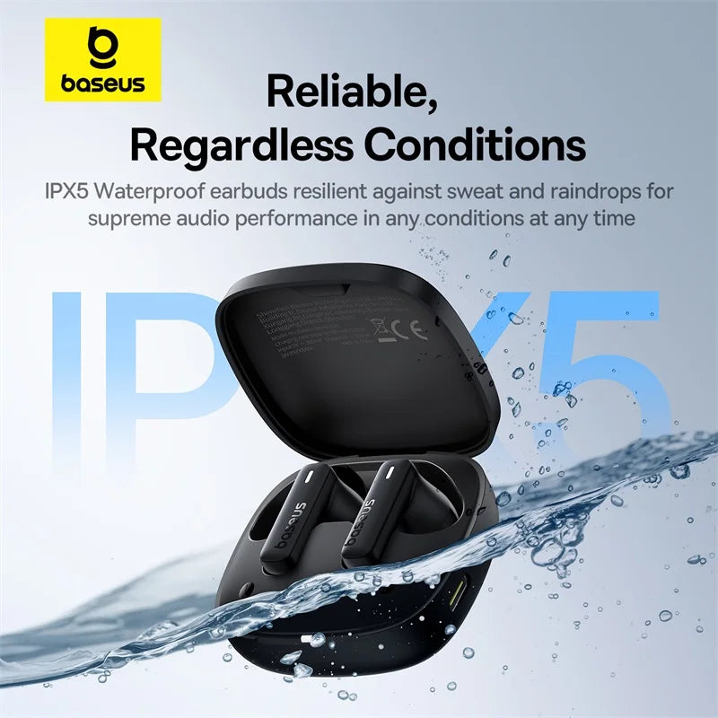 Baseus Bowie E19 Wireless Earphones Bluetooth 5.3 Big Bass 12mm Drivers IPX5 Waterproof Earbuds 33Hrs Battery Life Headphones