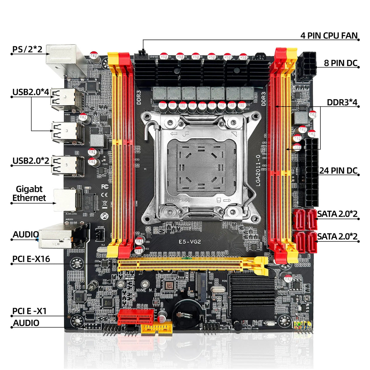 Kit de placa base ZSUS X79 VG2 con CPU Intel LGA2011 Xeon E5 2689 C2, memoria RAM DDR3 de 16 GB y 1600 MHZ ECC, NVME M.2 SATA