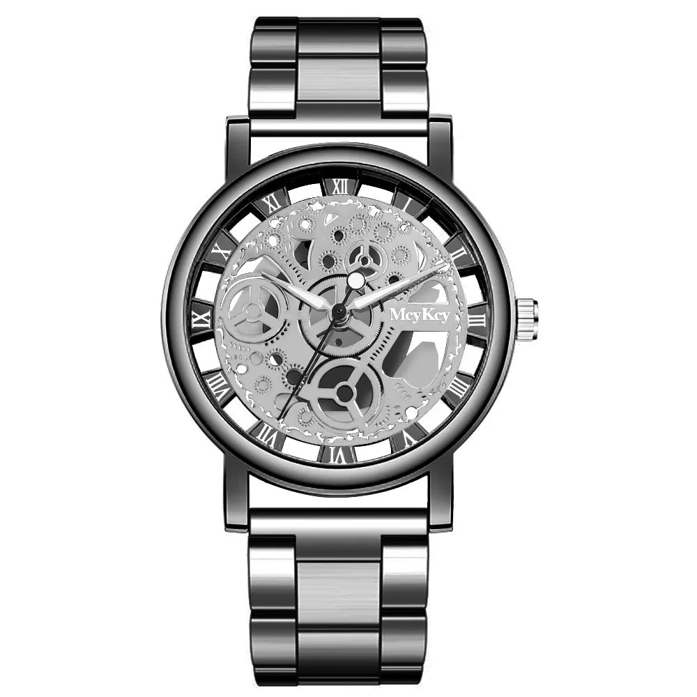 Neue Mode Top Frauen Hohl Skeleton Faux Mechanische Uhr Damen Metall Mesh Quarz Armbanduhren Für Weibliche Relogio Feminino