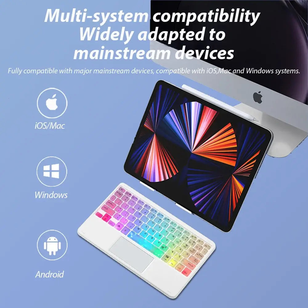 10-Zoll-RGB-Bluetooth-Tastatur mit Hintergrundbeleuchtung, kabellose Mini-Maus für spanische und russische Tastatur, wiederaufladbare RGB-Tastaturmaus mit Hintergrundbeleuchtung