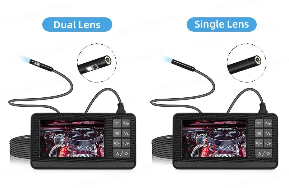 KERUI Dual&Single Lens Endoscope Camera with 1080P 4.3" IPS Screen IP67 Waterproof Car Pipe Inspection Borescope 2600mAh