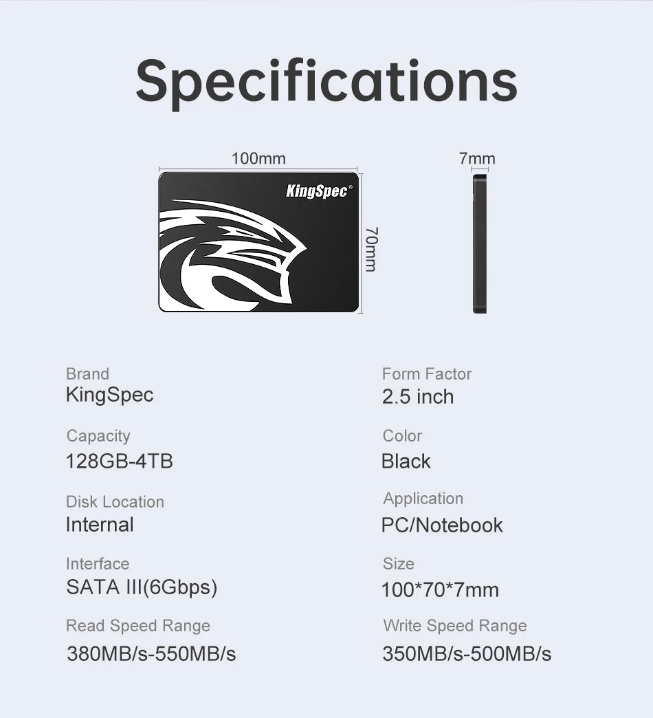 KingSpec Hdd 2,5 SATA3 SSD 120gb 240gb 480gb 128GB 256G 1TB 2TB 4TB Interne Solid State Festplatte für Laptop Festplatte Desktop