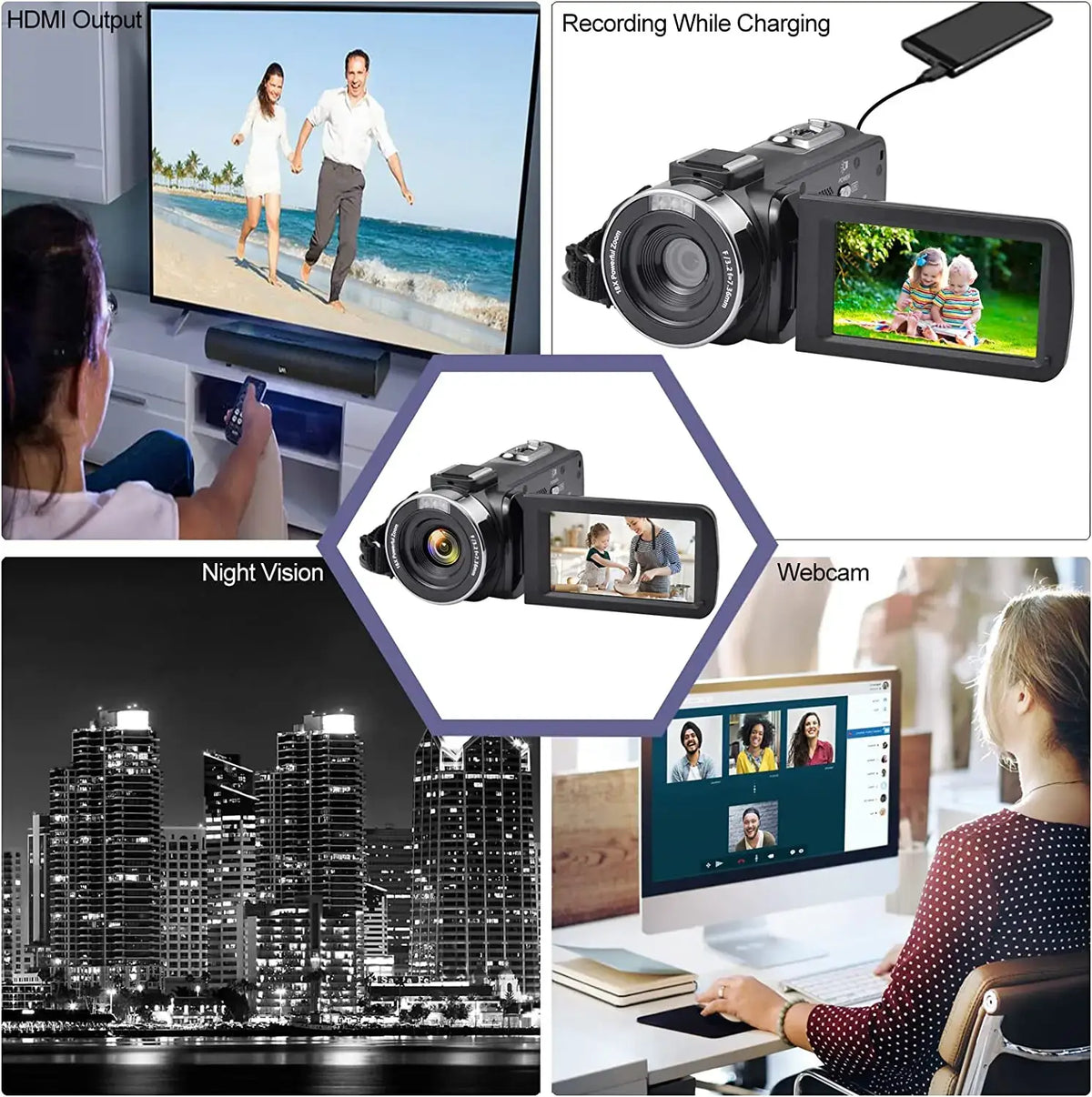 Cámara de vídeo profesional Full HD 8k, videocámara WiFi de 48 MP, zoom digital de 16X, transmisión, enfoque automático